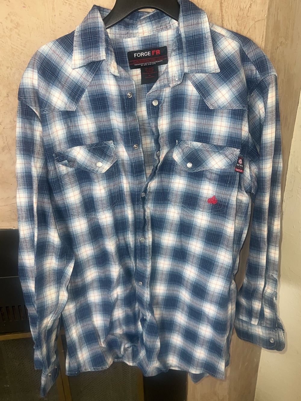 Forge FR Flame Resistant Plaid Pearl Snap Work Shirt – Men's XL
